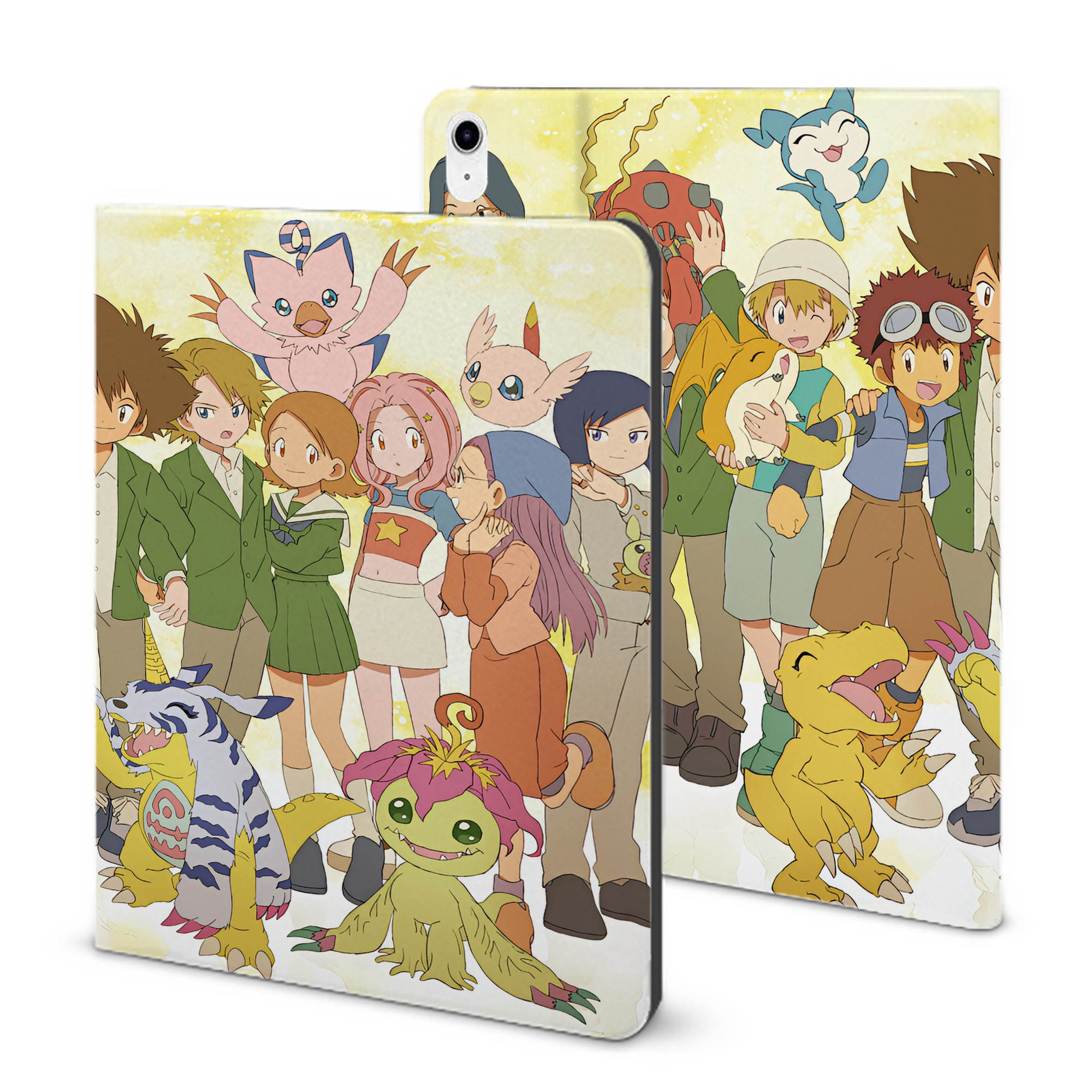 （画像用） Digimon デジタルモンスター/デジモン IPad ケース ブック型 PUレザー TPU 耐衝撃 軽量 薄型 ペン収納なし 全面保護 IPad 各モデル対応
